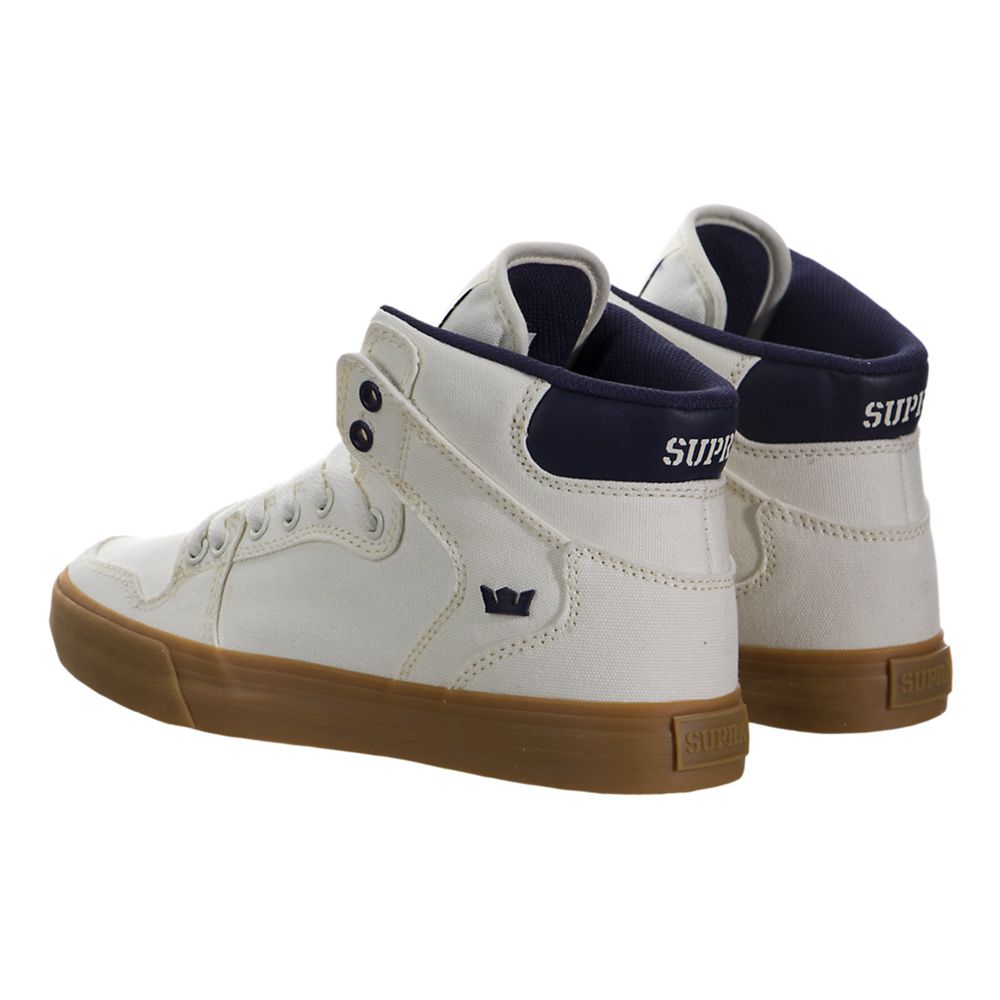 Baskets Montantes Supra Vaider Blanche Bleu Off White/Blue Nights-Gum Homme | WUJ-87525944